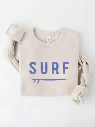 Heather Dust Surf Sweatshirt featuring ribbed cuffs and waistband, and a classic crew neck and butter-soft fabric.